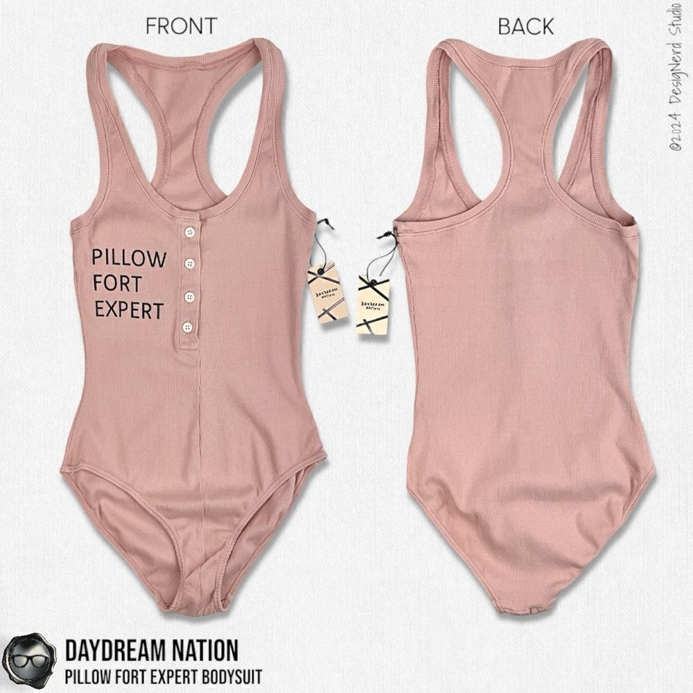 DOLLS KILL X DAYDREAM NATION PILLOW FORT BODYSUIT IN ROSE PINK RIBBED SIZE XS